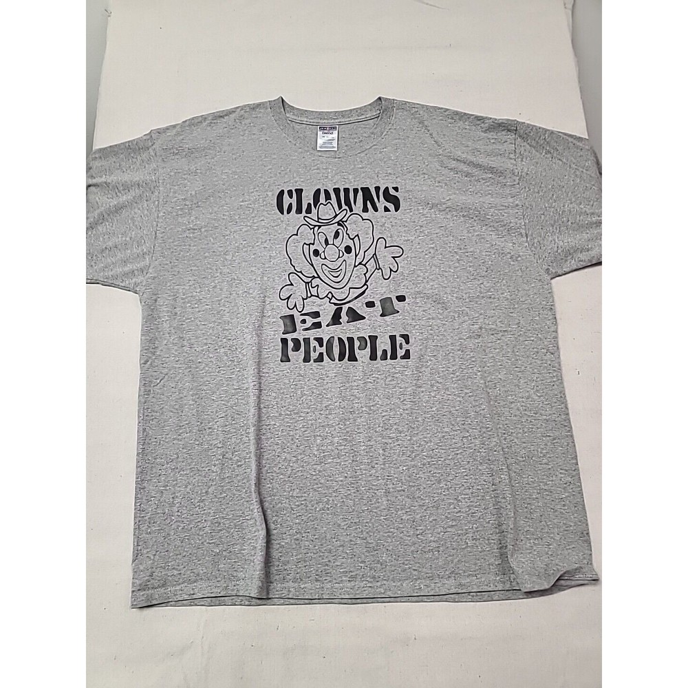 Mens Size 2XL Tee Shirt Clowns Eat People Jerzees Gray
